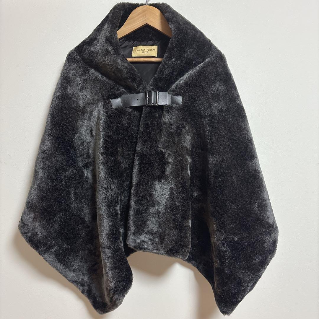 カルドニード エリート】リッチファー・ショール ブラック 羽織り