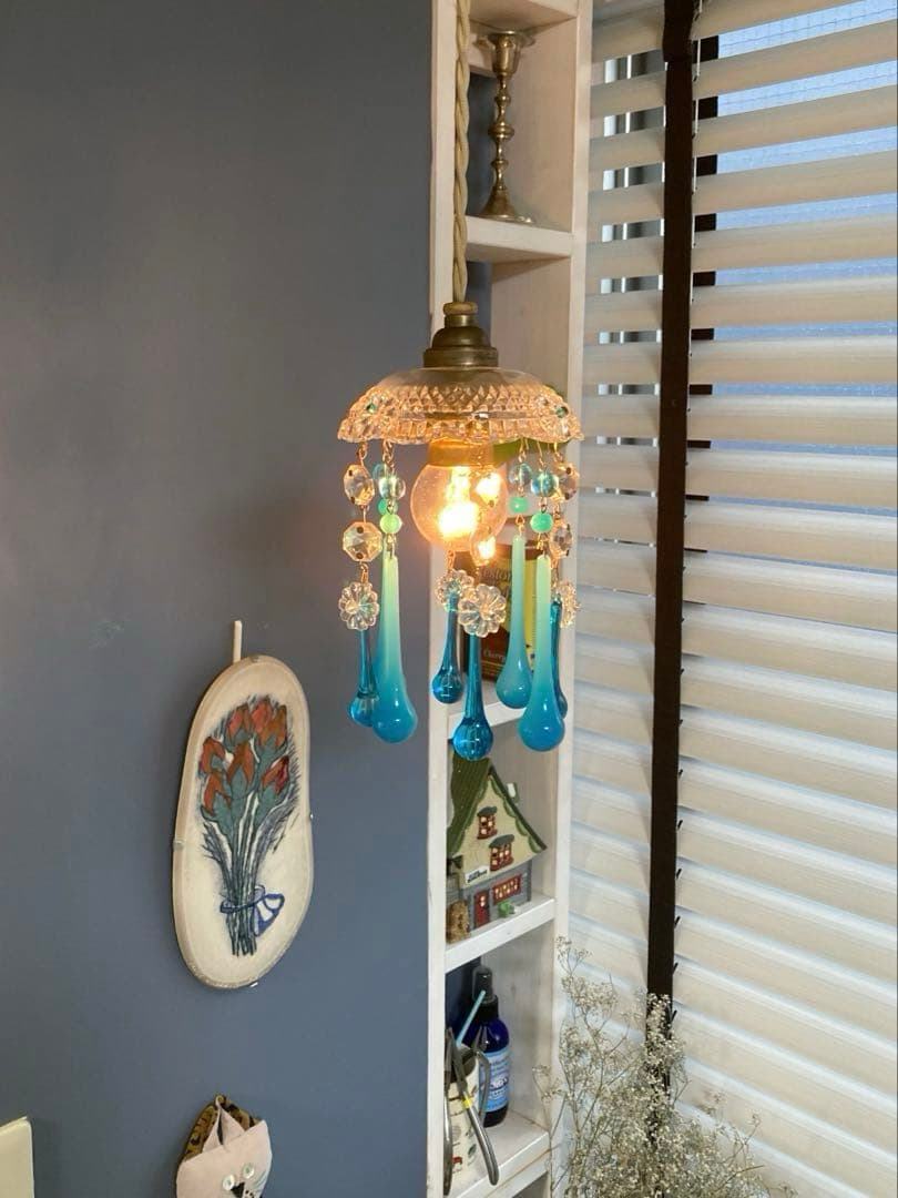 ご予約）ミニシャンデリア（青の世界） フランス アンティーク 1910年