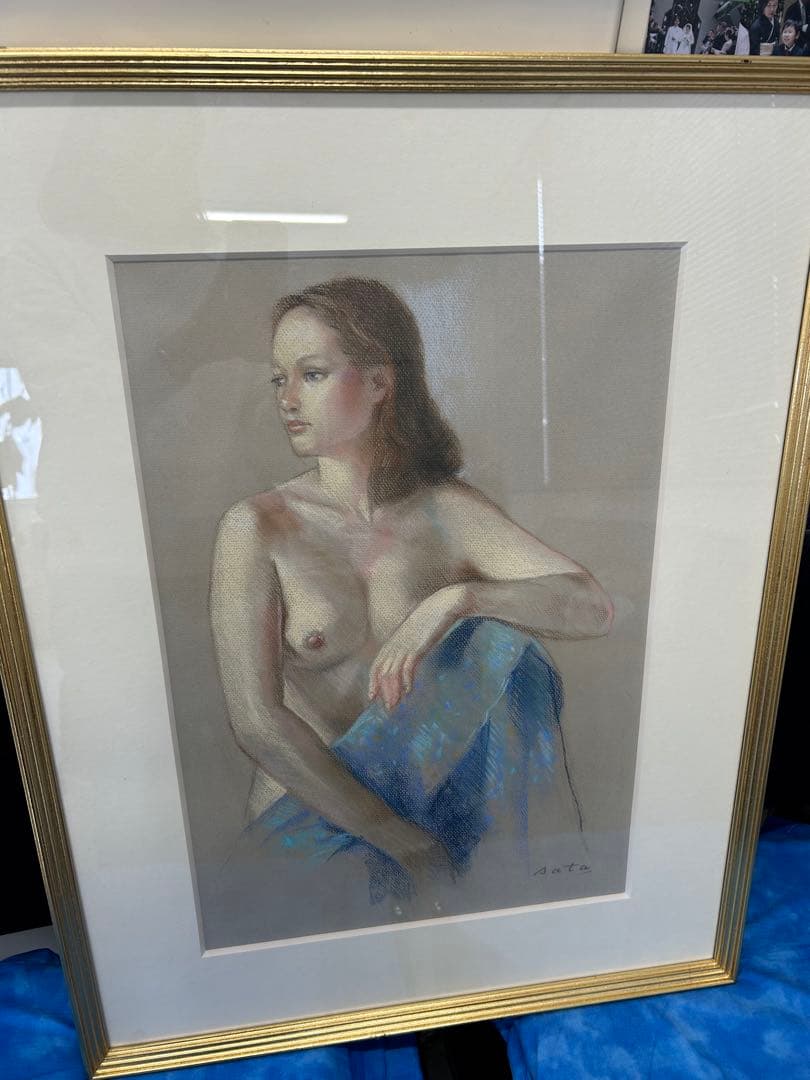 女性のヌードパステル画 裸婦 sata