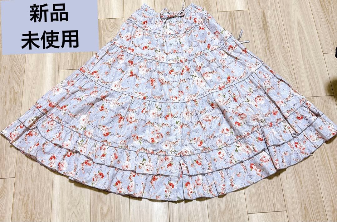 【新品未使用】ホワイトローズ　スカート ピンクハウス　ピコフリル　定価39600 セール】ホワイトローズプリントスカート（スカート）｜PINK HOUSE