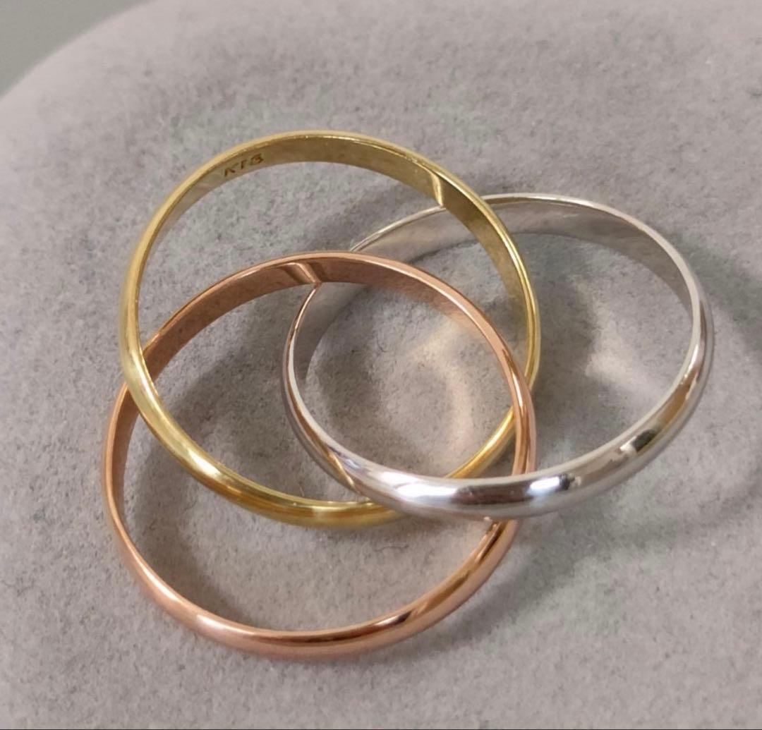 18金 K18 レディース トリニティリング 5.1ｇ 12～13号