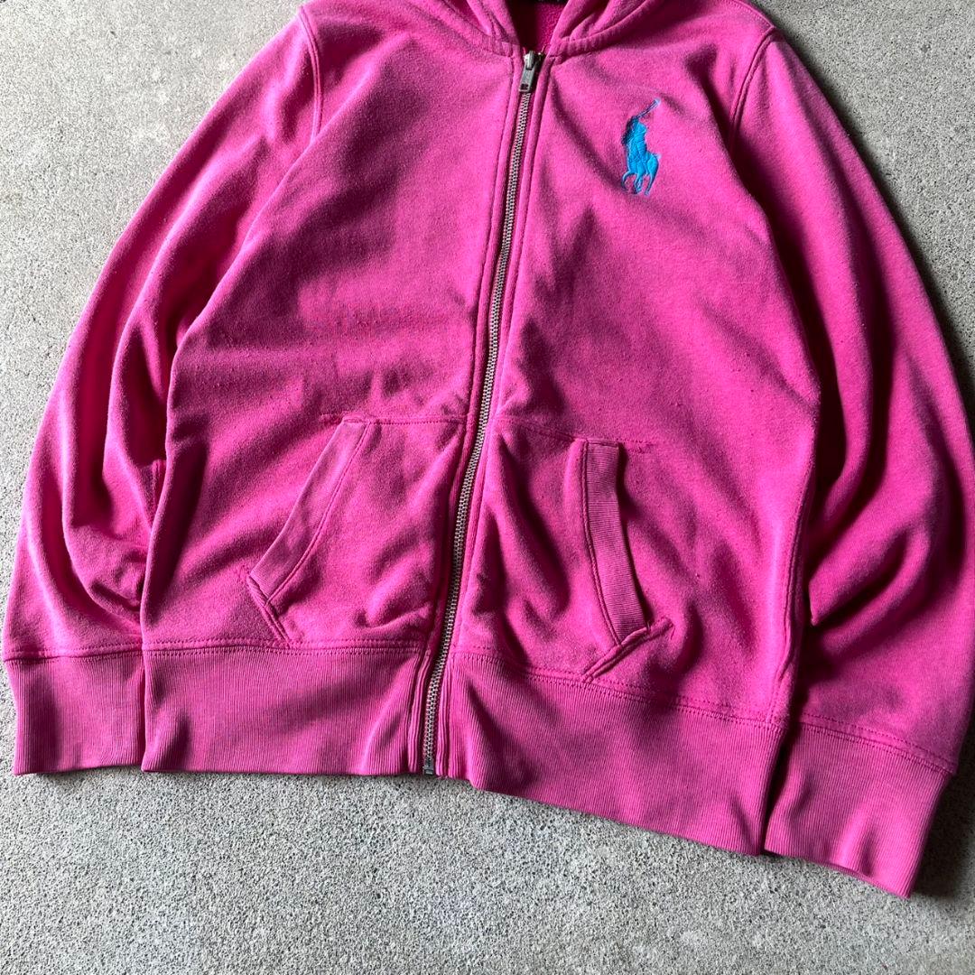 Polo Ralph Lauren ビッグポニー ジップパーカー ピンク 短丈 - メルカリ