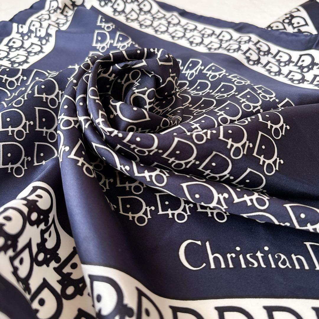 クリスチャンディオール トロッター柄 スカーフ ネイビー 65cm - メルカリ