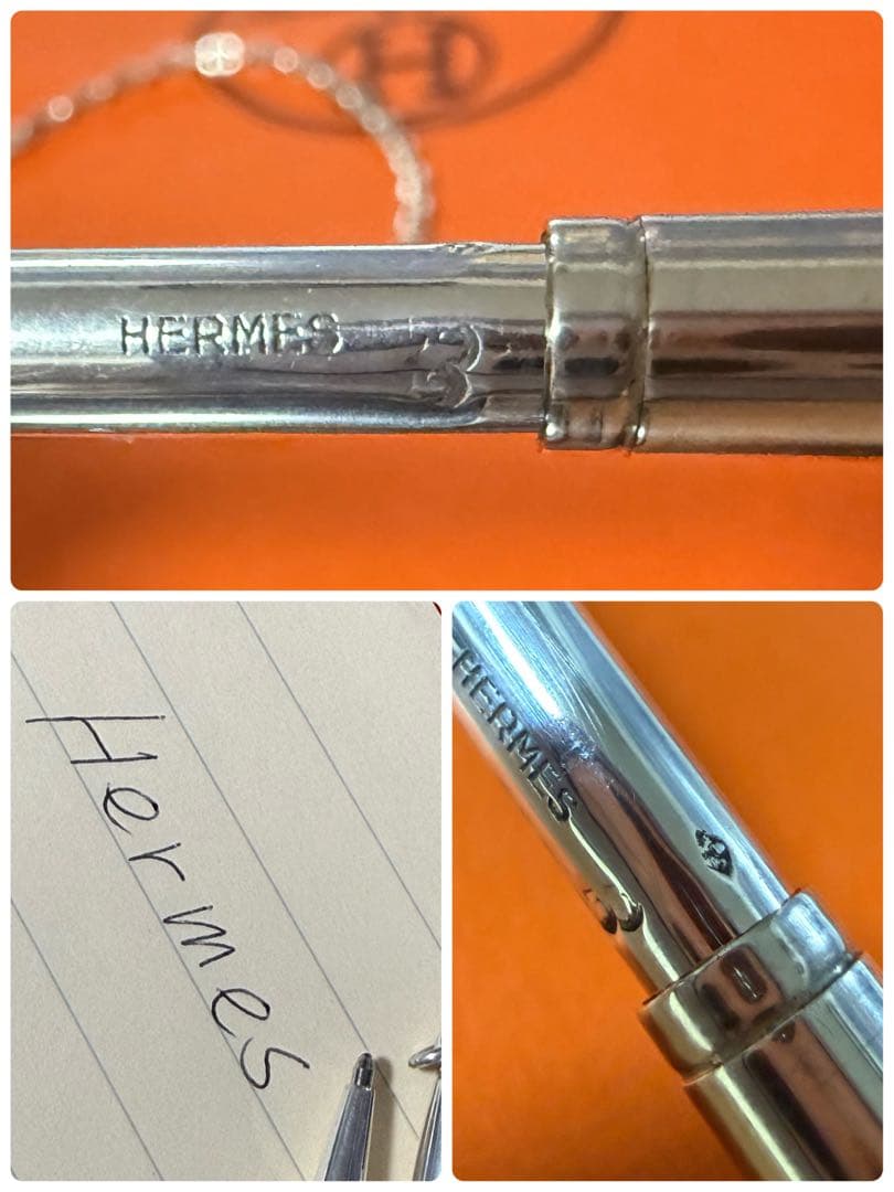HERMES エルメス シルバー925 チェーン付きボールペン 傷多数有り