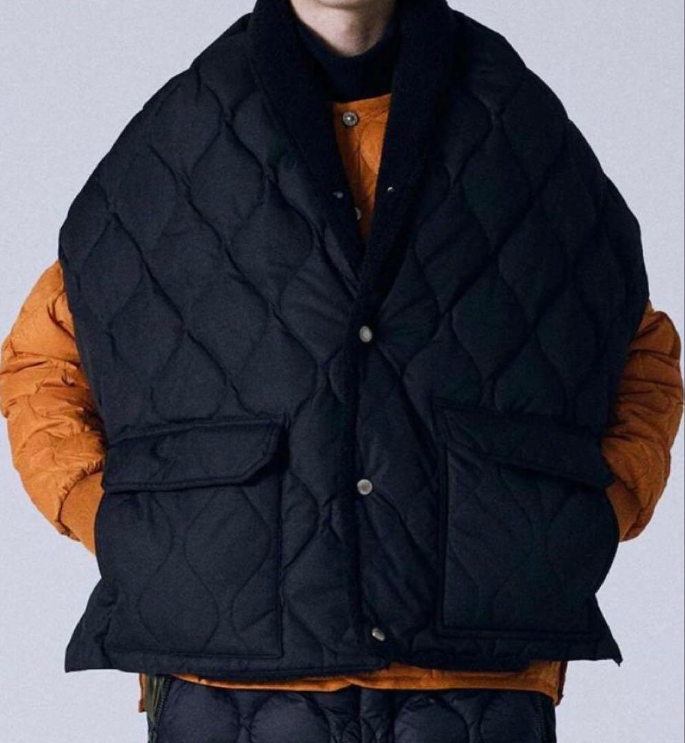 タイオン ミリタリーリバーシブル ダウン×ボア ストール ブラック ユニ