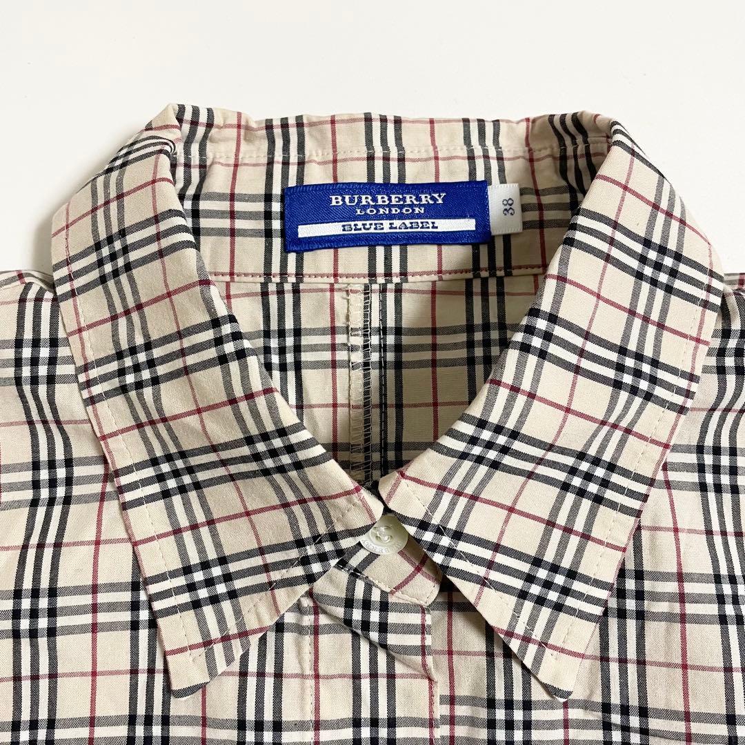 BURBERRY バーバリー 七分袖 ノバチェック ロゴ 刺繍 シャツ 38 M
