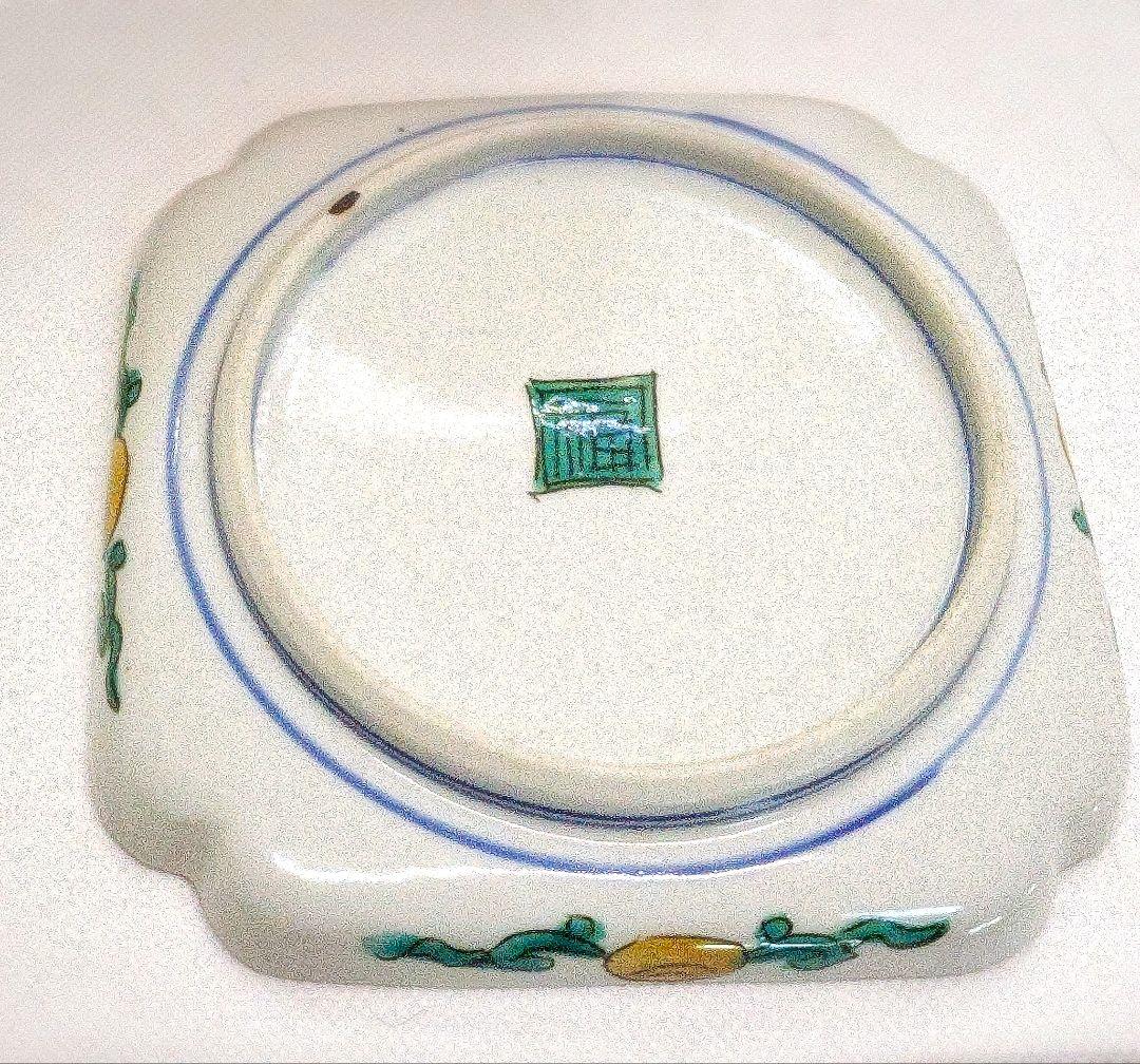 美品 九谷焼 ツバメの絵皿 5枚セット 角皿 角福 松寿堂