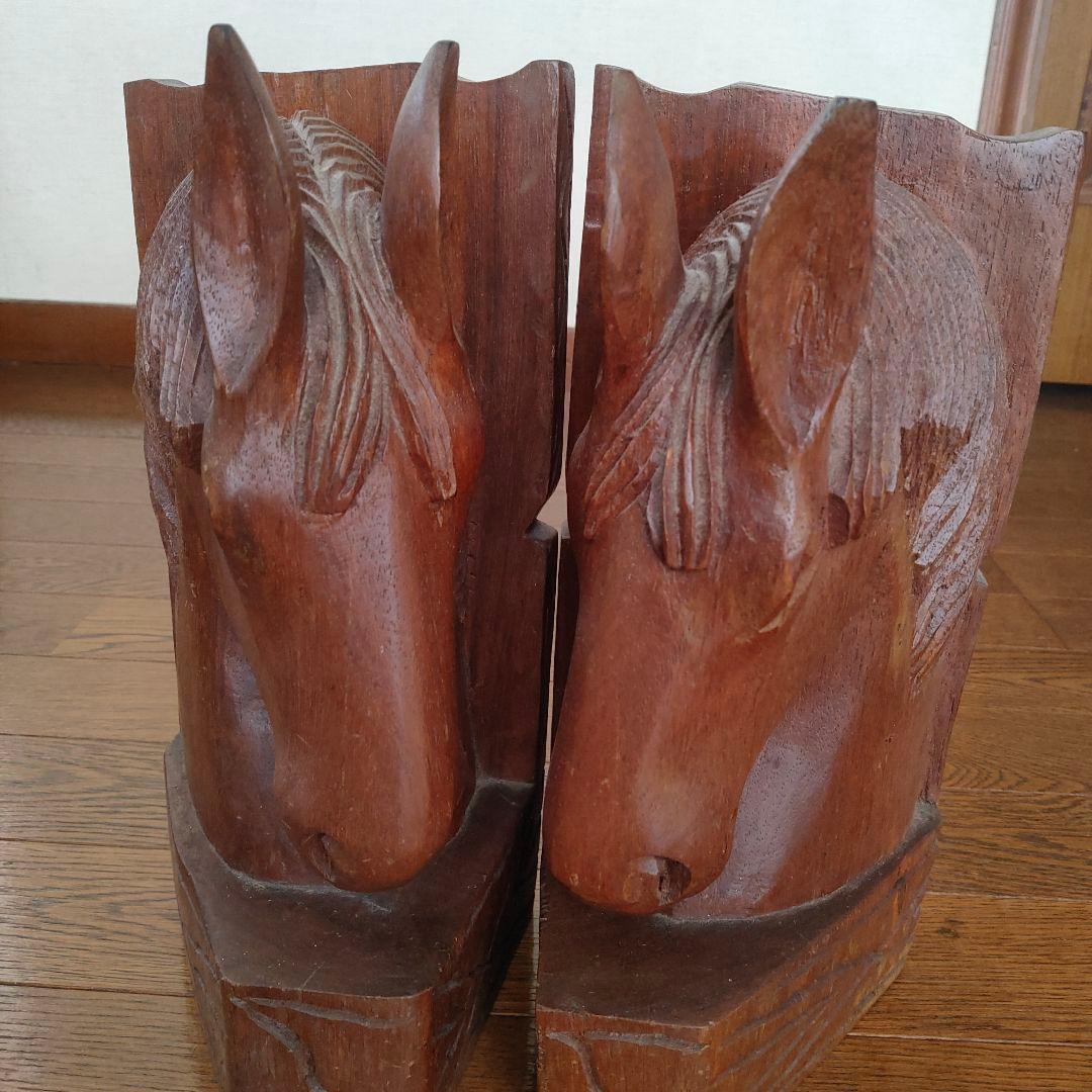 木製馬の彫刻 置物 約28cm高 ロッキングホースの置物 木製馬像 新築祝いのギフト シンプルな