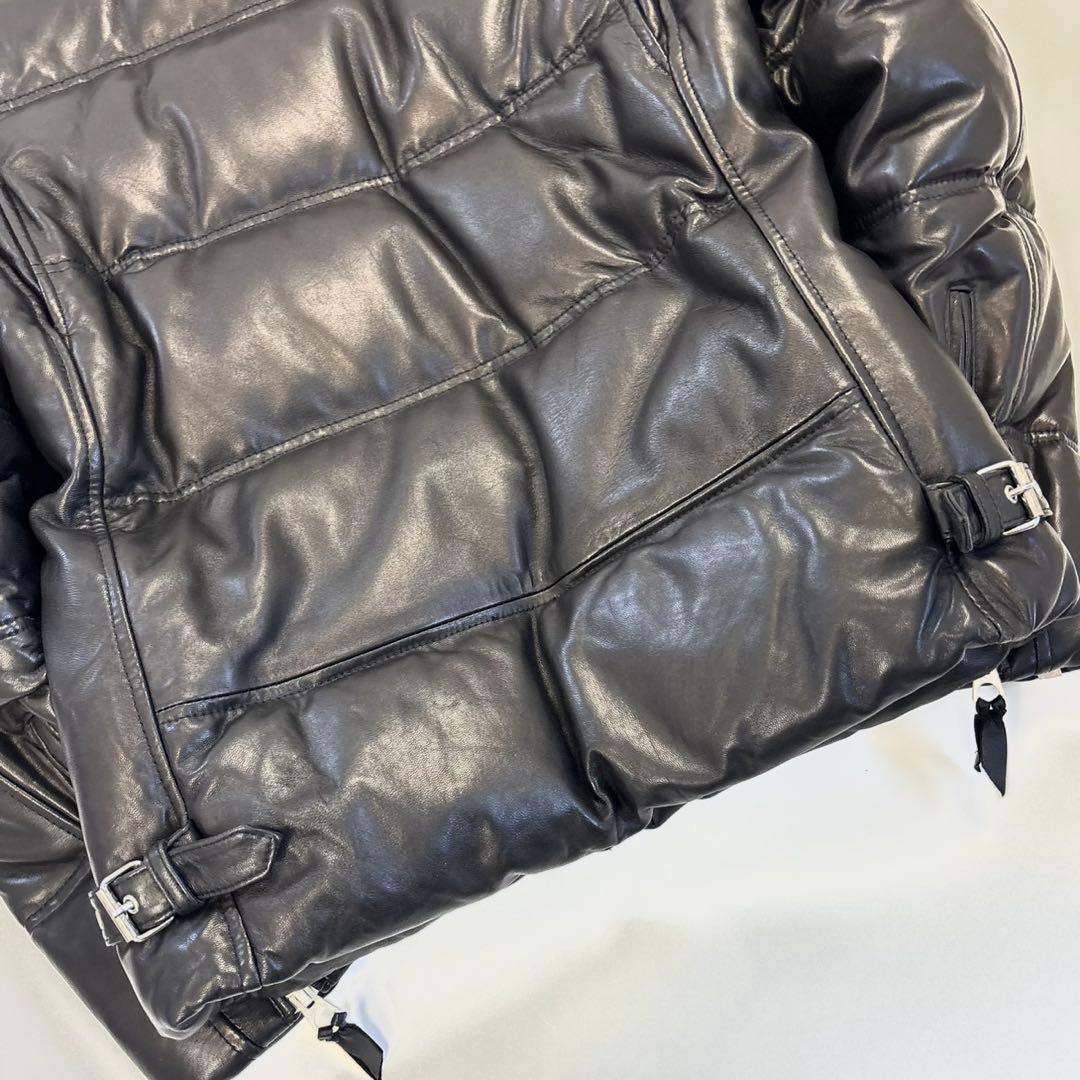 羊革】Schott レザー ダウンジャケット 黒 Sモーターサイクル 本革