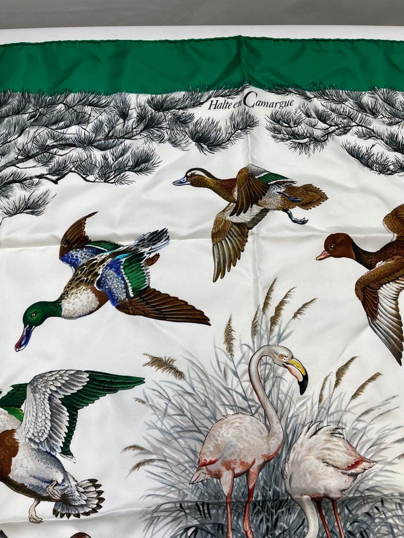 a0105-3HERMES エルメス スカーフ カレ90 野鳥 フラミンゴ 大判