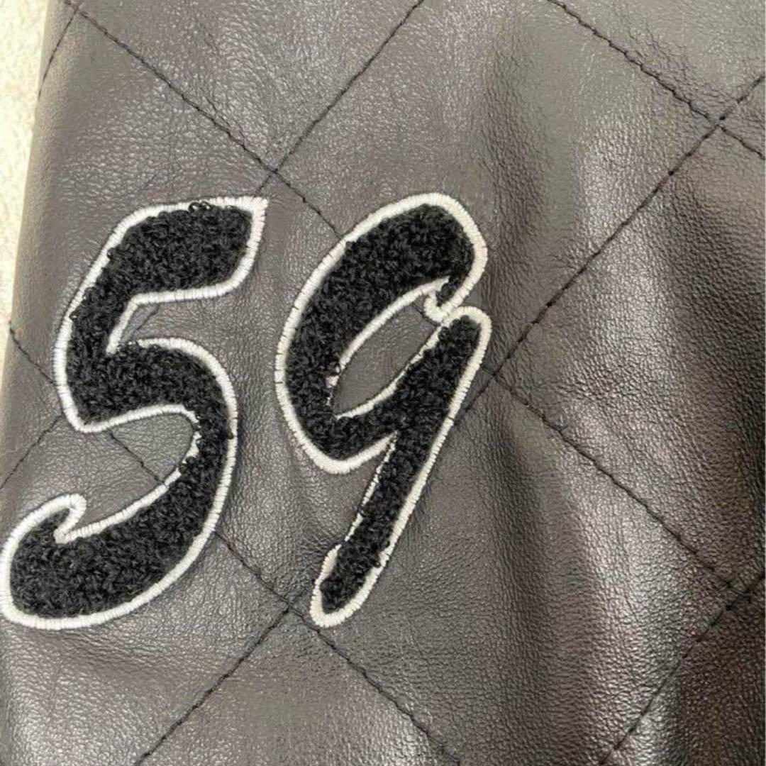 アルファ alpha 袖レザースタジャン バック刺繍 内側キルティング 50th