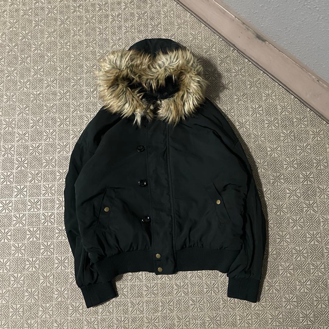 Y2K N2B OPIUM 短丈 フライト ボンバージャケット ファーフード31