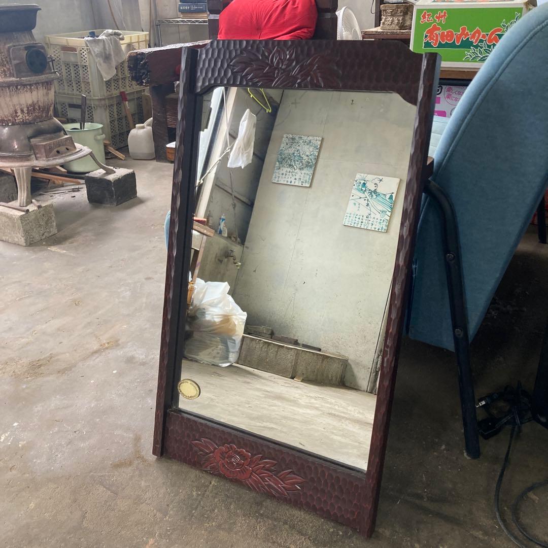 鎌倉彫 壁掛け鏡 ミラー 民芸 工芸品 76.5cm x 44cm - メルカリ