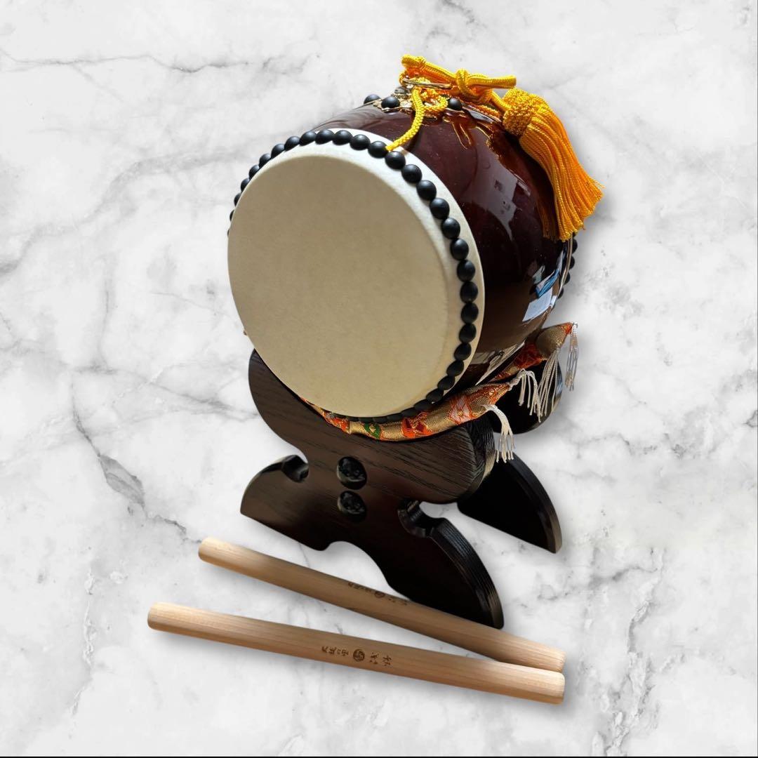 極美品】太鼓の里 浅野 ミニ 太鼓バチ2本付き 和太鼓 子ども