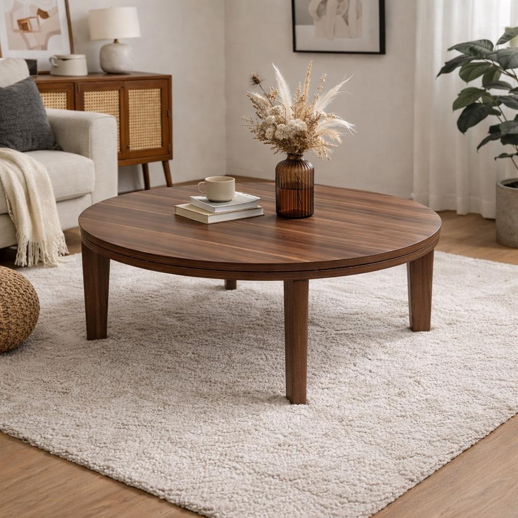 【新品】Φ80cm　天板リバーシブル カジュアルこたつ　オールシーズン 山善（YAMAZEN） こたつ 折れ脚カジュアルこたつ リバーシブル天板仕様