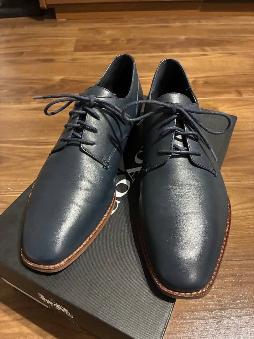 【極美品】コーチ プレーントゥ グラハムダービーシューズ 27cm ネイビー SIZE - Chett