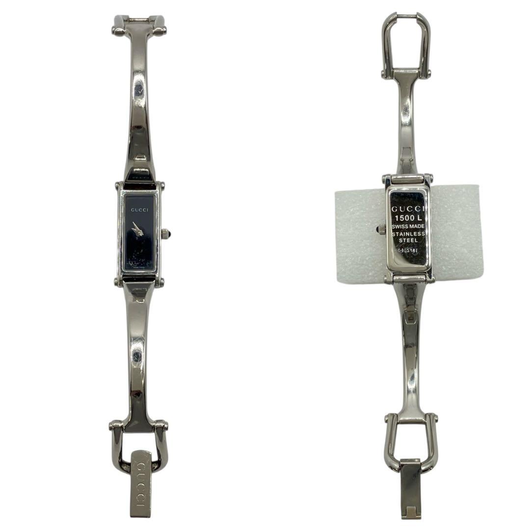 GUCCI 腕時計 バングルウォッチ 1500L クオーツ 黒文字盤 稼働品