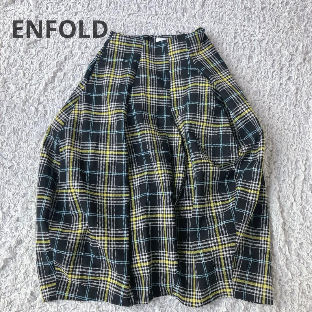 完売！エンフォルドENFOLD 2023AW チェック スカート 楽天市場】ENFOLD チェック柄 デザインスカート 38 ブラック