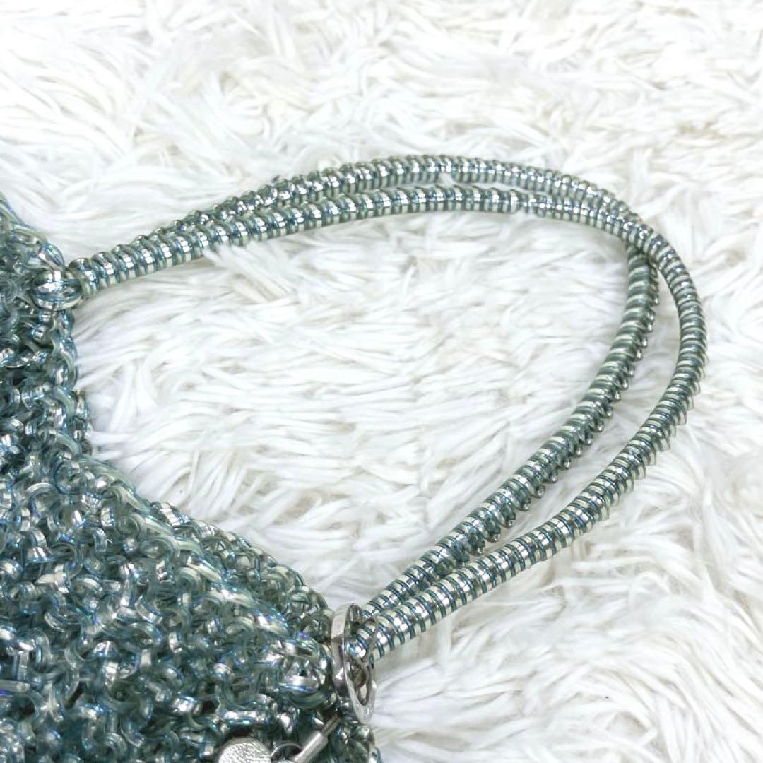 フラワー様専用 アンテプリマ スクエア ブルーシルバー ワイヤーバッグ