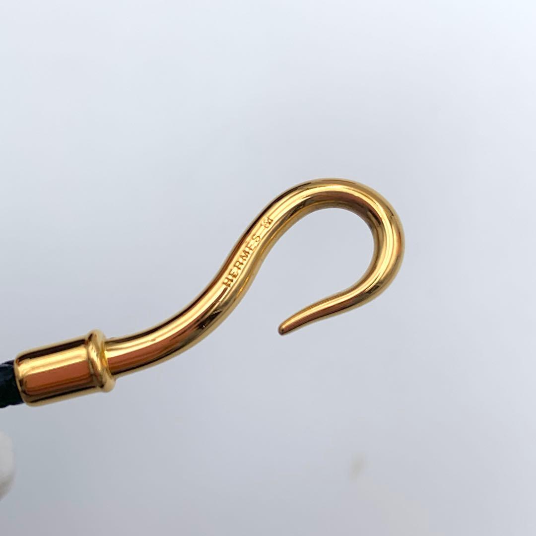 エルメス ジャンボ チョーカー 編み込み2連ブレス ゴールド 黒レザー