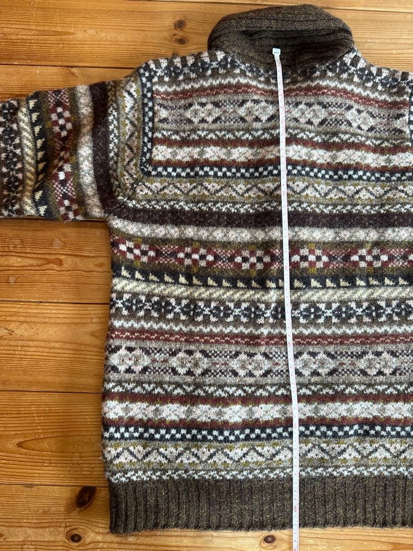 Lサイズ】Jamison's フェアアイル柄 ショールカラーセーターニット