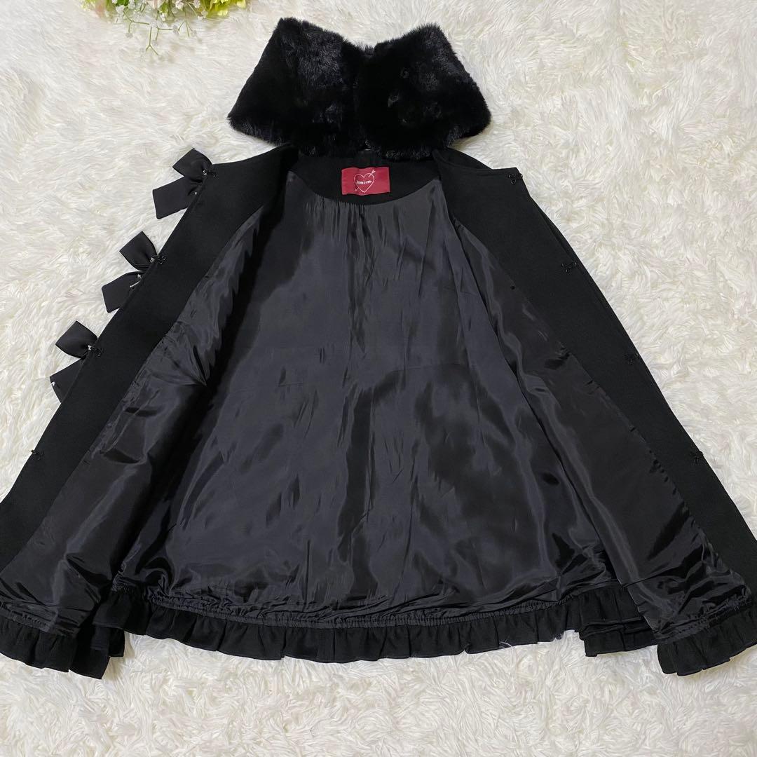 試着のみ】 Jamieエーエヌケー リボンが3つフリルケープ ポンチョ