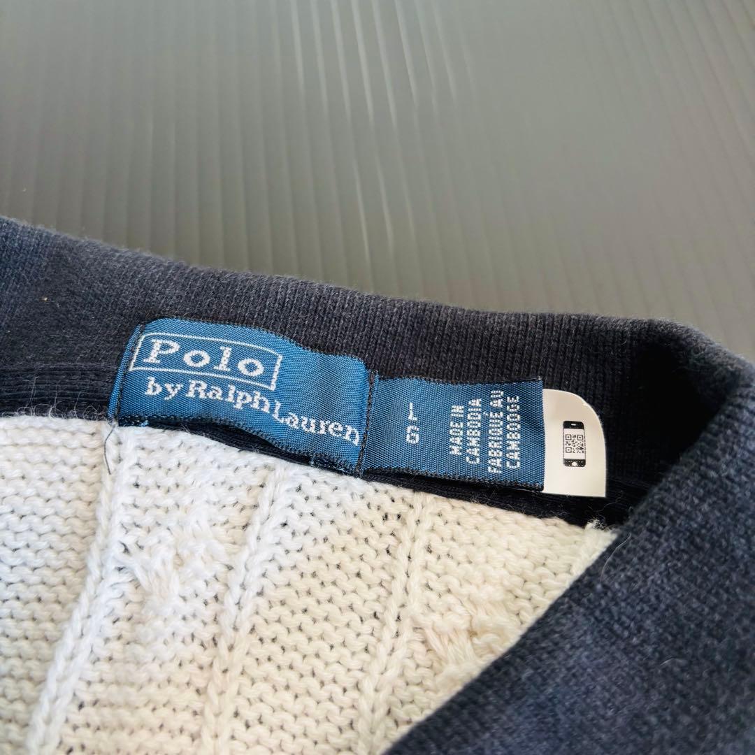 現行タグ ポロバイラルフローレン 半袖ケーブルニット ボーダー ニット