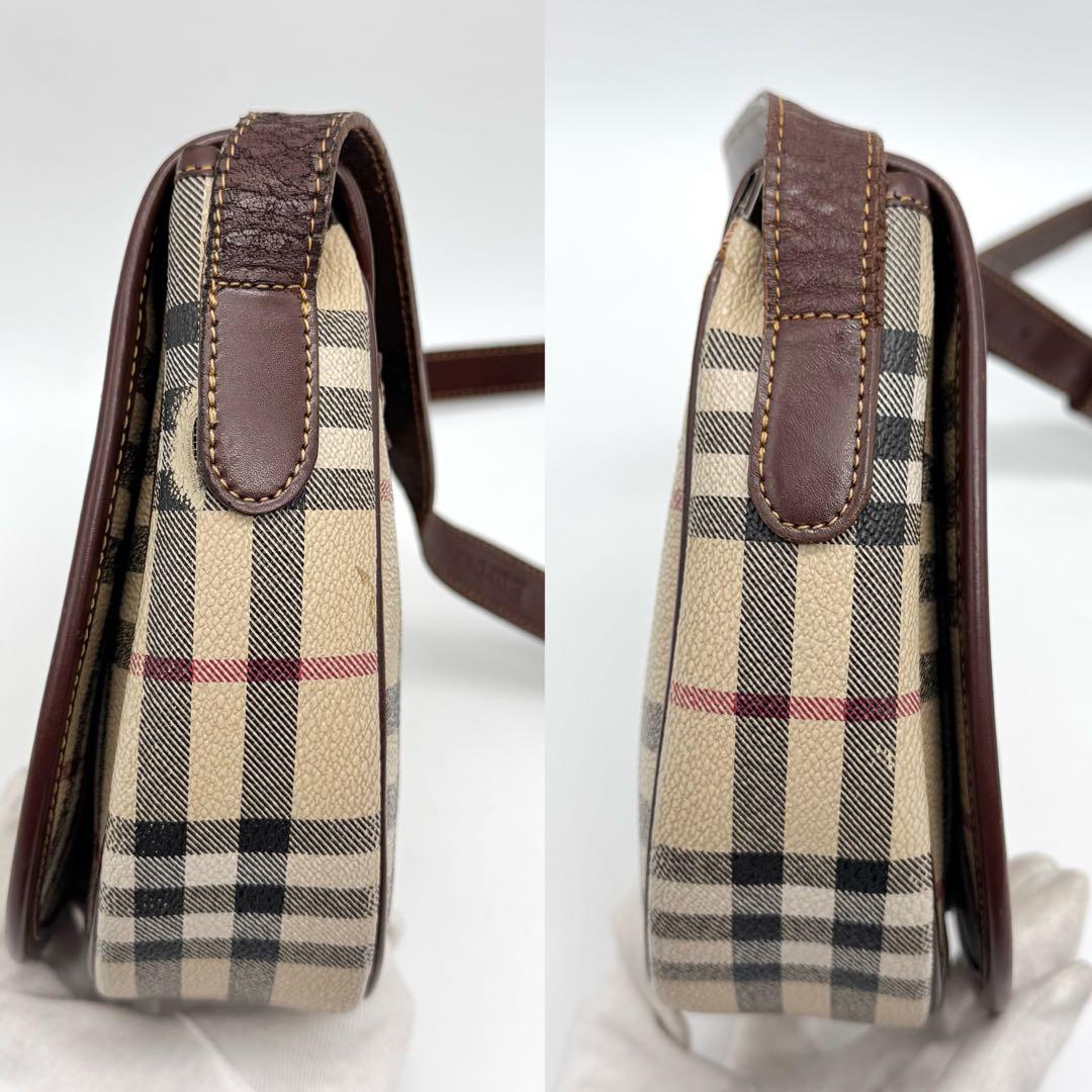 バーバリー ノバチェック シャドーホース PVC レザー ショルダーバッグ