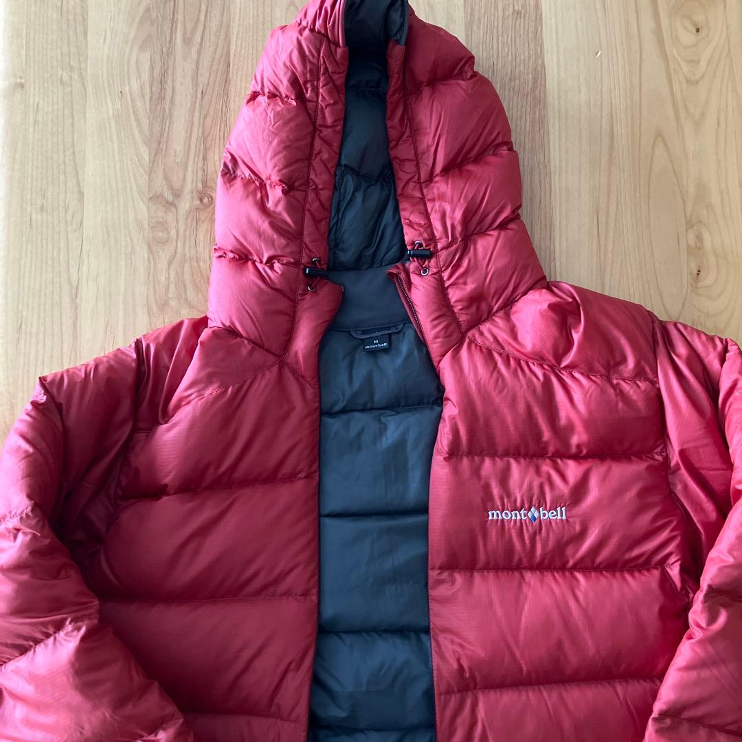 mont-bell フード付きダウンジャケット800FP レッド - メルカリ