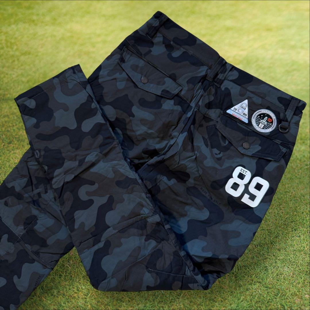 美品　中綿　蓄熱　パーリーゲイツ　パンツ　M〜L相当　迷彩　カモ　暖パン　4 迷彩 ダウンパンツ メンズ 防風 防寒 ジョガーパンツ 撥水 中綿パンツ