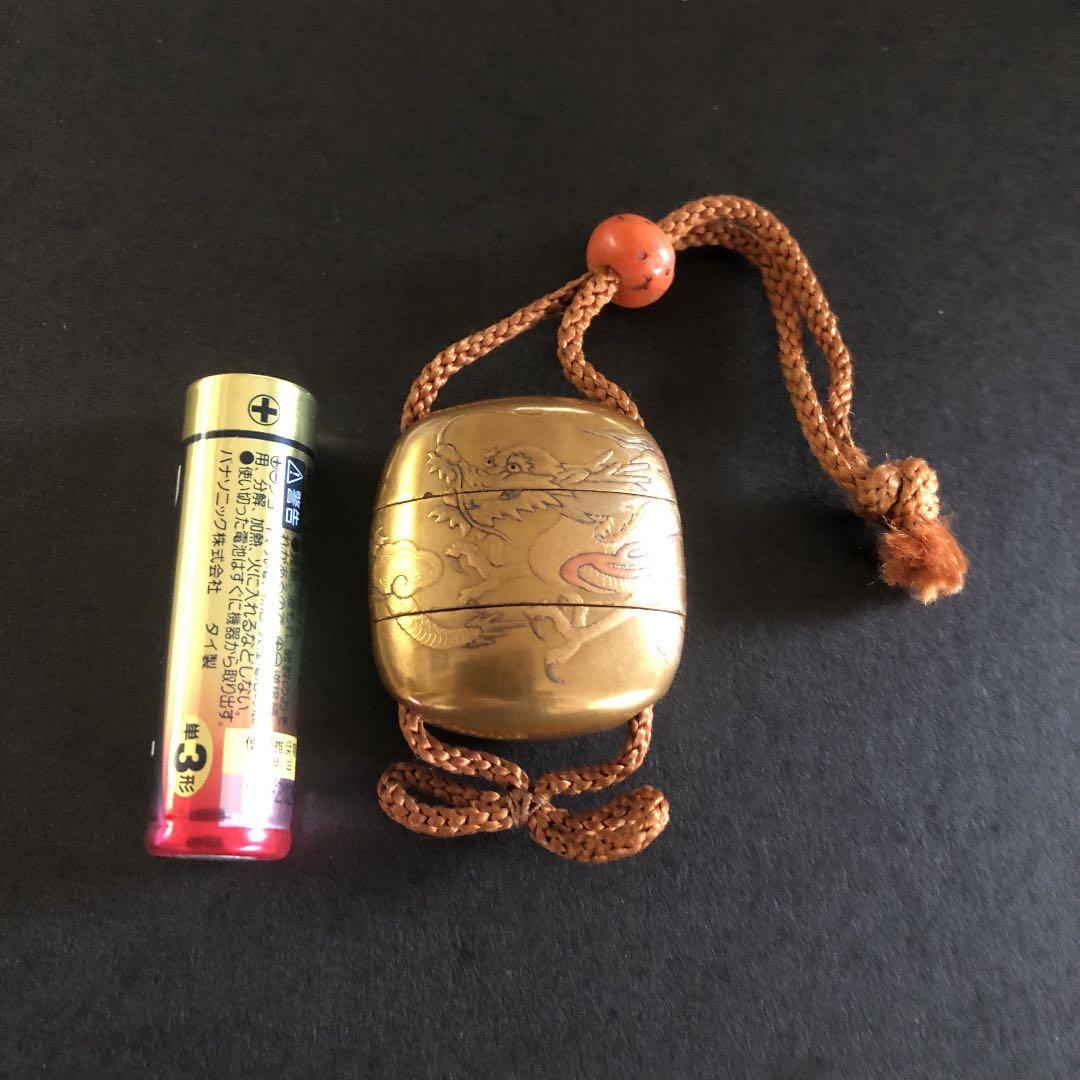 期間限定　お値下げ中　小印籠　龍　金蒔絵　アンティーク 07314_02.jpg