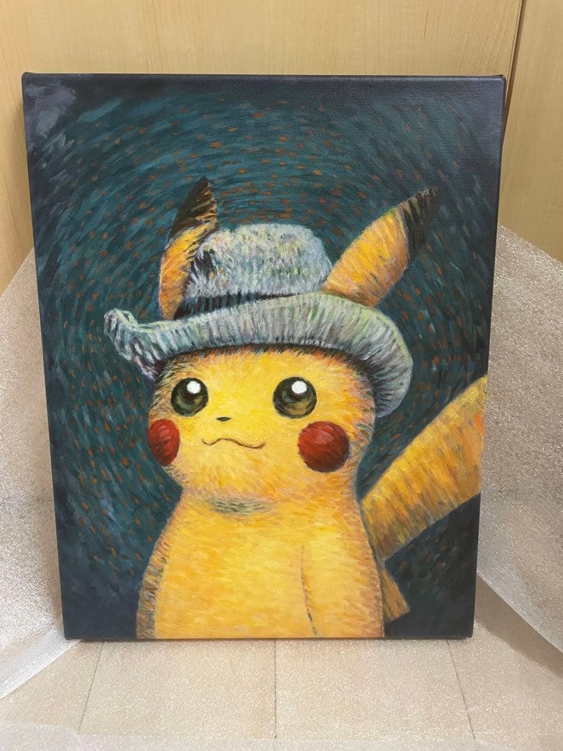 ゴッホピカチュウキャンバスアート金枠Sサイズ45×35cm