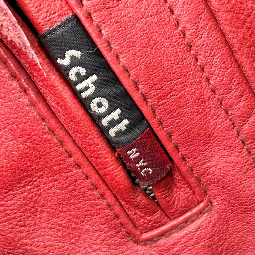 Schott シングルライダース レッド ブラックライン - メルカリ