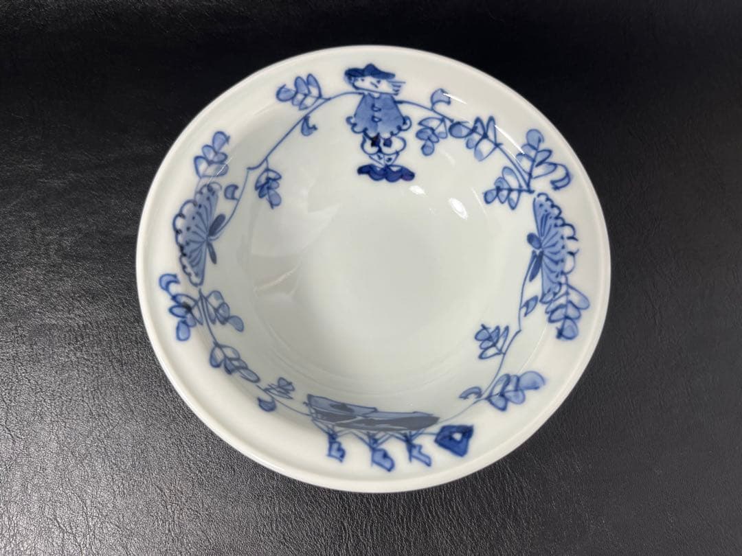 しん窯 青花 唐草異人 両切りカレー皿 パスタ皿 1点 玉渕取鉢