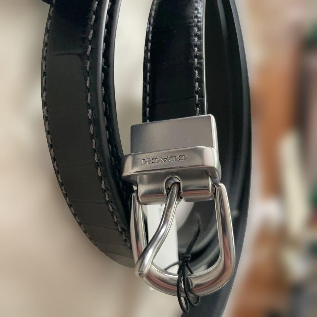 COACH ブラックレザーベルト 保存袋付き