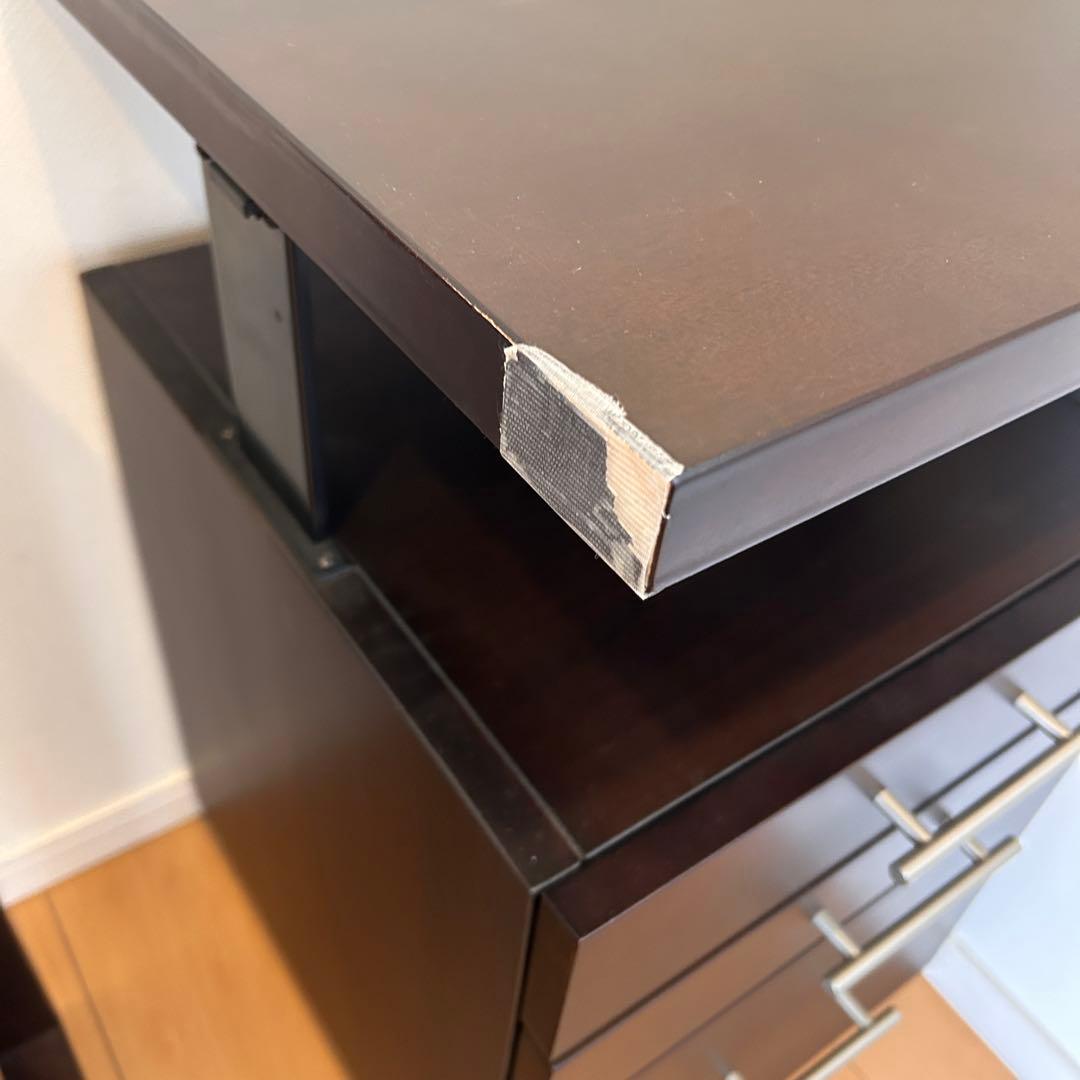 ACTUSダークブラウン木製 サイドテーブル 3引き出し 展示品 - メルカリ