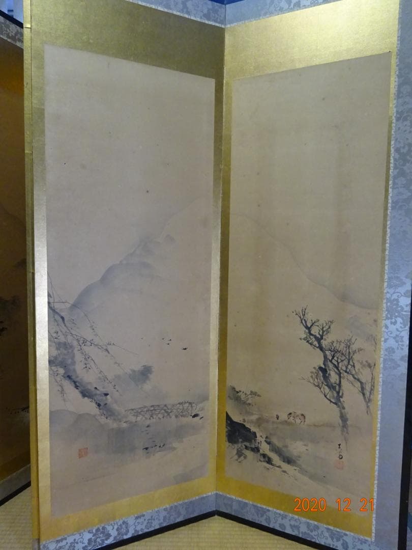 六つ折り屏風 古美術品 アンティーク＜25b18＞ - メルカリ