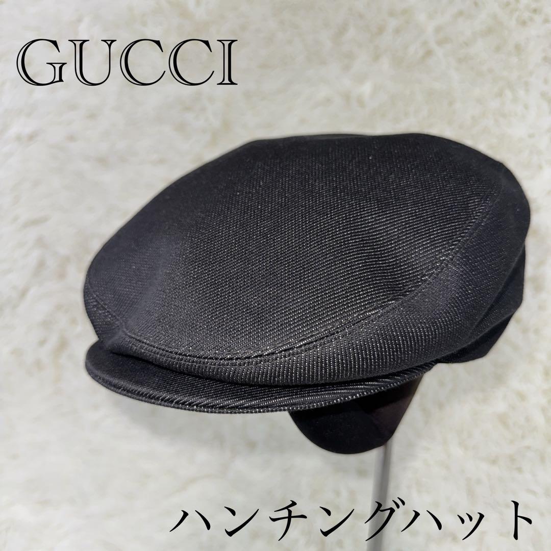 GUCCI グッチ　ブラック ハンチング　ハット　帽子　希少 GUCCI グッチ ブラック ハンチング ハット 帽子 希少 GUCCI グッチ
