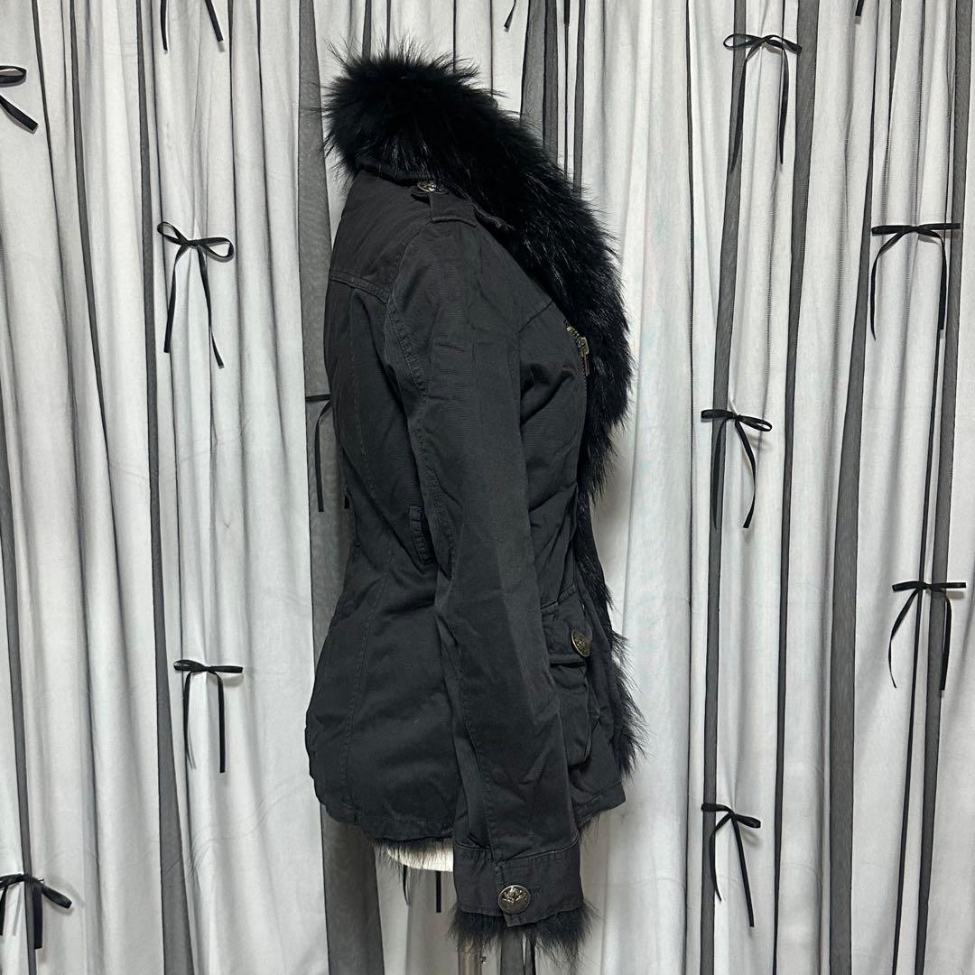 平成ギャル y2k リアルファー ミニタリージャケット ダークコア