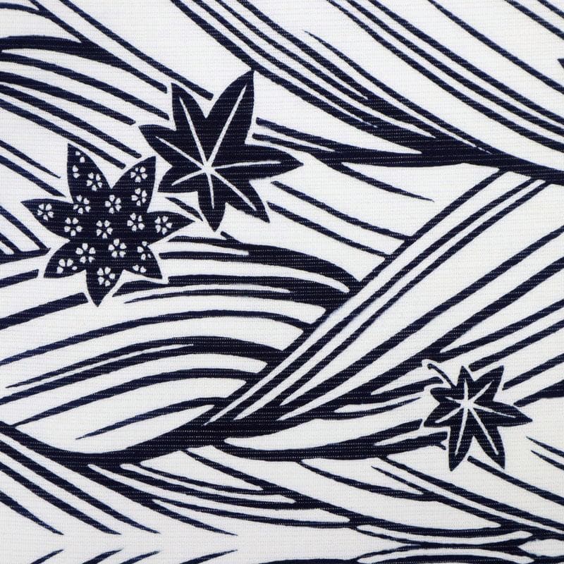 《竺仙【綿絽】小紋◆浴衣反物■青海波にもみじ■白地◆夏着物■反25-142》