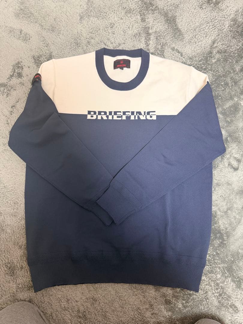 BRIEFING GOLF バイカラー クルーネック長袖ニット