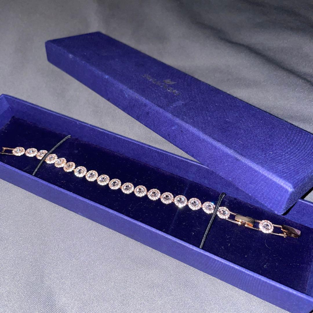 SWAROVSKI ローズゴールド クリスタルブレスレット クリスタルが輝くローズゴールドプレーテッドブレスレット（メンズ