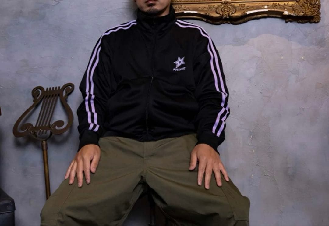 ●ポテンヒット　トラックジャケット　天竺鼠川原モデル　Ｌサイズ　新品未使用 ポテンヒット トラックジャケットLサイズ 天竺鼠川原モデル（ブラック