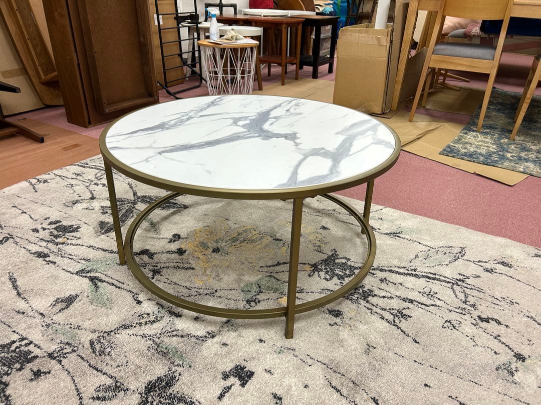 大理石調円形センターテーブル 幅80cm］センターテーブル 円形 丸型 モダン 木目調 大理石調 丸