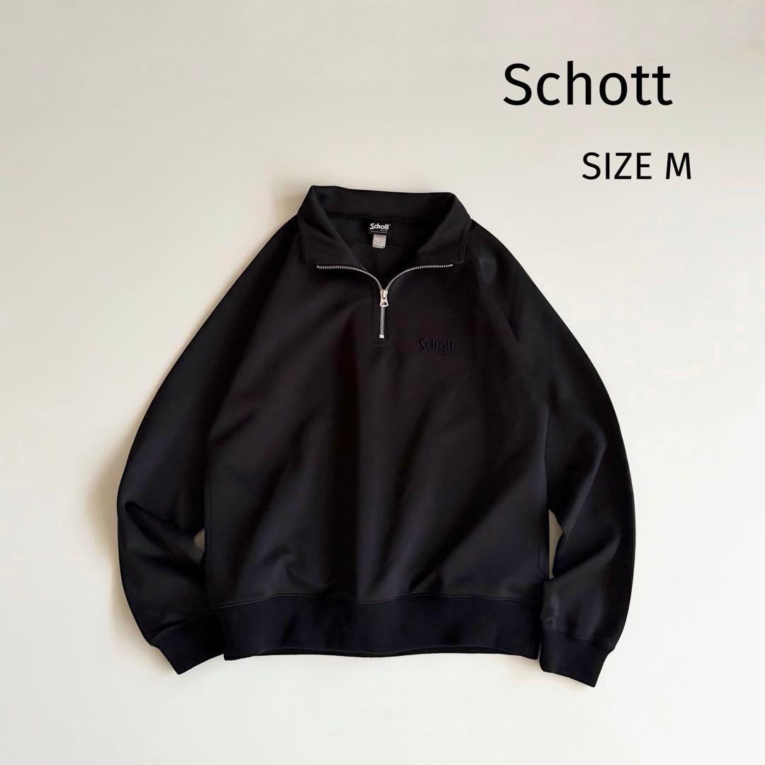 USA製 【ショット】ハーフジップスウェット ブラック ロゴ刺繍 メンズM USA製 【ショット】ハーフジップスウェット ブラック ロゴ刺繍 メンズM