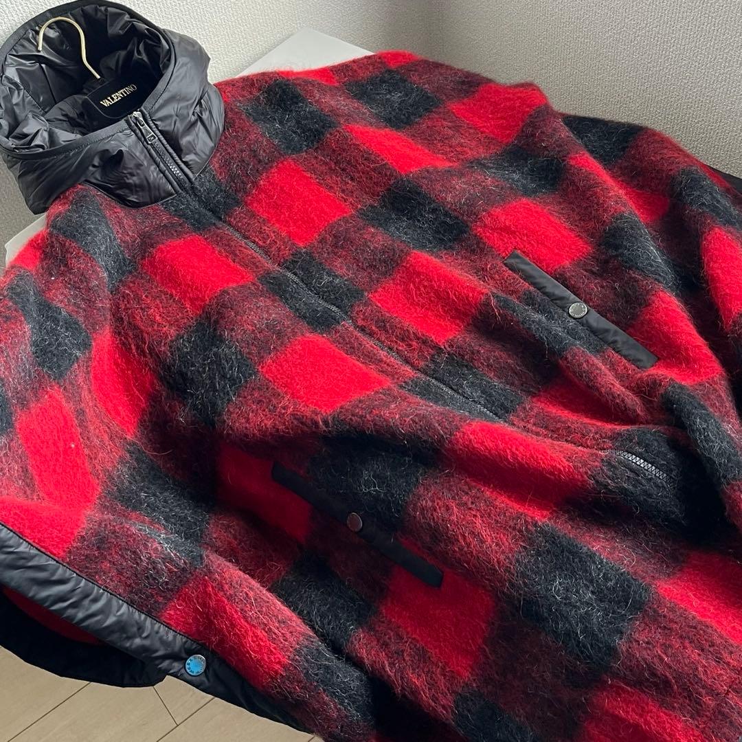 綺麗❗️現行 ケープ 切替ダウン ふわふわアルパカモヘヤ チェック