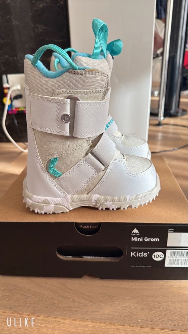 BURTON 子ども用スノーボードブーツ ホワイト/ターコイズ 16.5cm