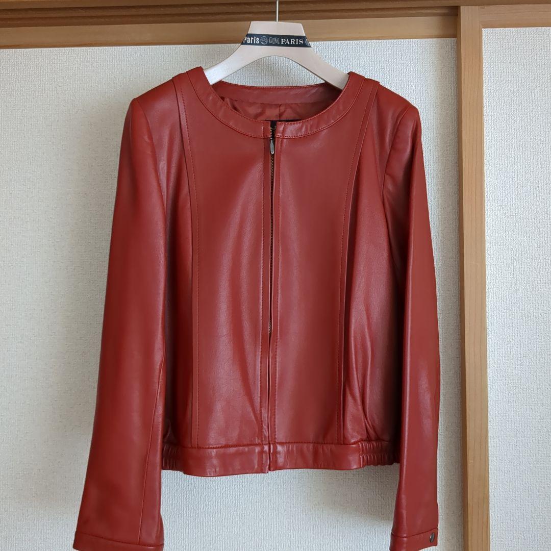 新品未使用!JUDYラムレザーバックフリルライダースジャケット Eimee Law（エイミーロウ）の「バックフリル合成皮革ライダース