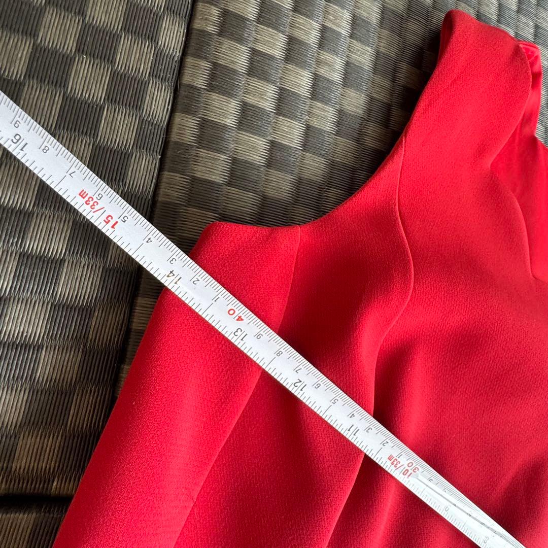 Rene レッド スカラップネックライン Aラインワンピース