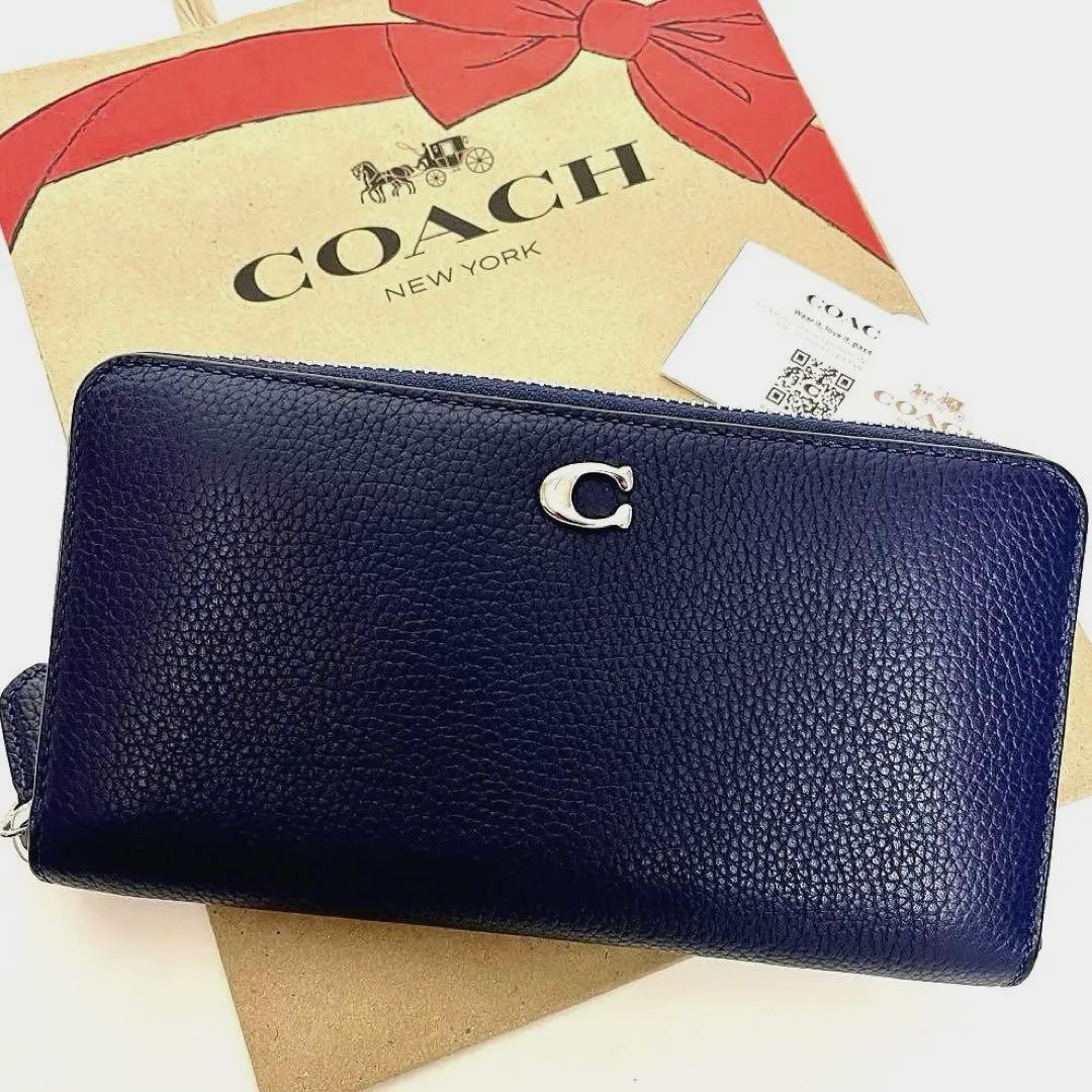 コーチ☆新品☆【ブティック】レザー アコーディオン長財布/ダークネイビー コーチ 長財布 財布 メンズ レディース アコーディオン ACCORDION